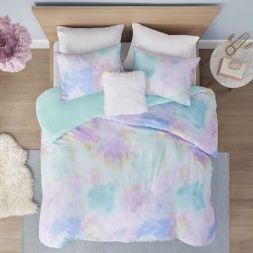 Twin/Twin XL Watercolor Tie Dye Printed Duvet Cover Set with Throw Pillow