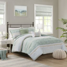 King/Cal King 5 Piece Seersucker Comforter Set with Throw Pillows