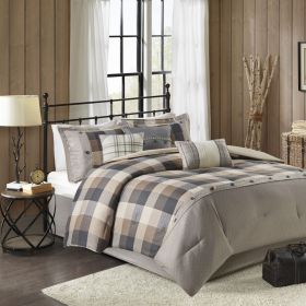 7 Piece Herringbone Comforter Set Neutral Cal King