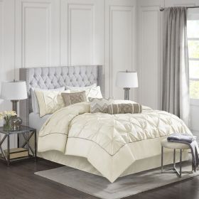 7 Piece Tufted Comforter Set Ivory Cal King