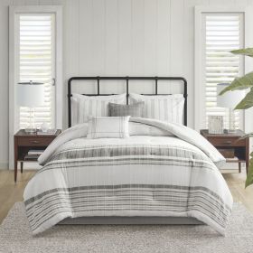 6 Piece Cotton Jacquard Oversized Comforter Set White/Grey King