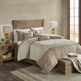 7 Piece Faux Suede Comforter Set Tan Cal King