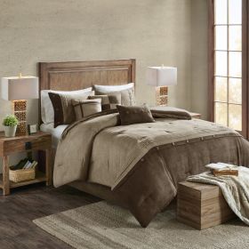 7 Piece Faux Suede Comforter Set Brown Cal King
