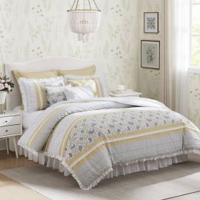 9 Piece Cotton Percale Comforter Set Yellow Cal King