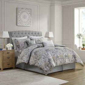 6 Piece Cotton Comforter Set Grey Full