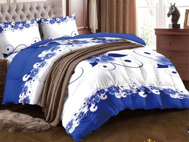 Blue White Floral Duvet Cover Set 3 Piece, Queen Size - Ultra Soft Microfiber Bedding Set with 2 Pillowcases (20x30 Inches) | Machine Washable (Color: Blue White Floral, size: California King)