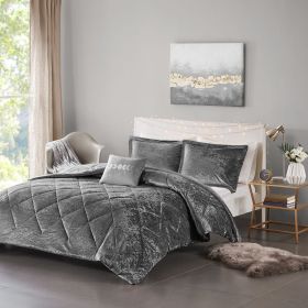 King/Cal King Velvet Comforter Set with Throw Pillow (Color: as Pic)